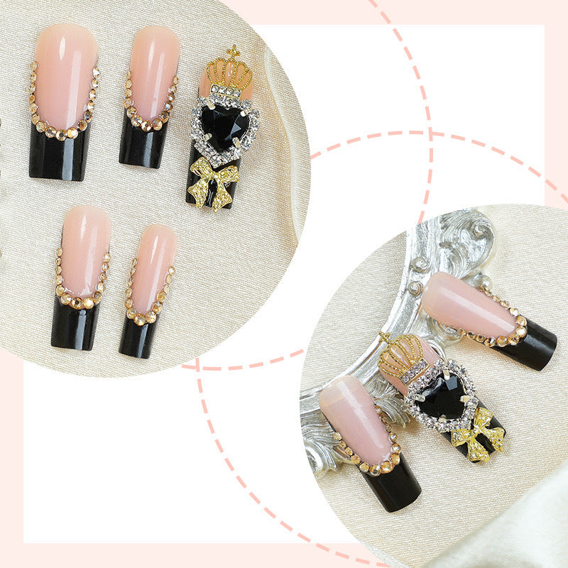 Luxury artificial nail set with sparkling rhinestone decorations and elegant accents Kalsten