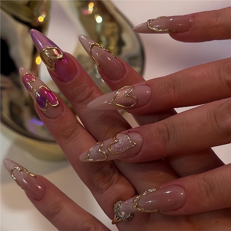 Heart-Shaped Decorative Press-On Nails Kalsten