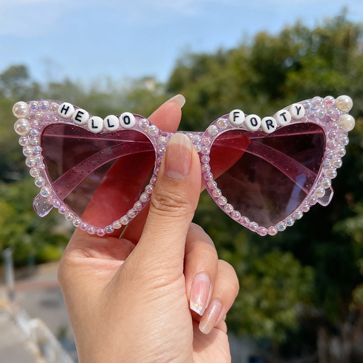 Pearl-Embellished Cat-Eye Sunglasses Kalsten