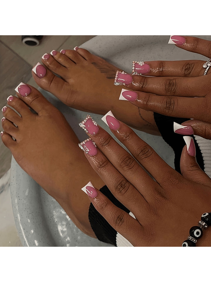 Decorative Floral Press-On Pedicure Set Kalsten