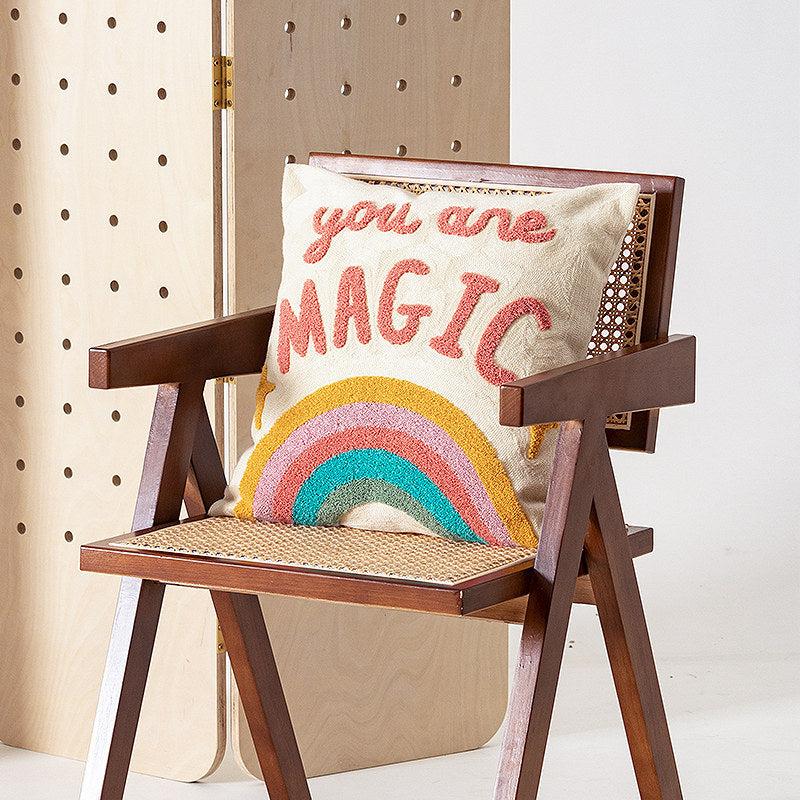Cushion cover made of cotton-linen with hand-tufted wave pattern and concealed zipper Kalsten