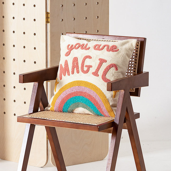 Cushion cover made of cotton-linen with hand-tufted wave pattern and concealed zipper Kalsten