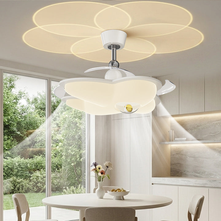 Modern Flower-Shaped Ceiling Fan with Integrated Light