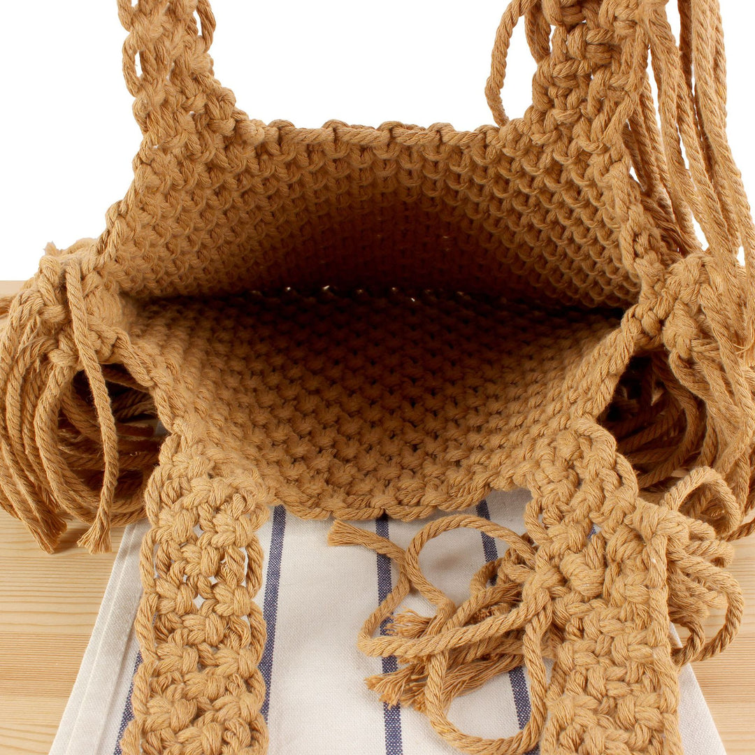 Handbag Made of Handmade Macramé with Elegant Fringe Decoration Kalsten