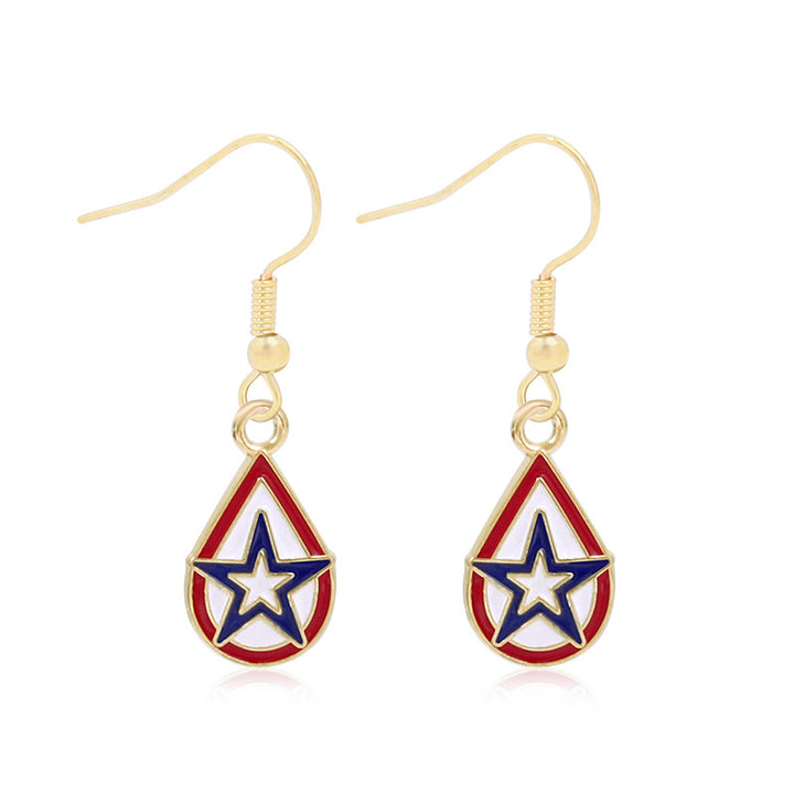 Women's star-shaped enamel earrings with USA flag motif and gold-plated fish Kalsten