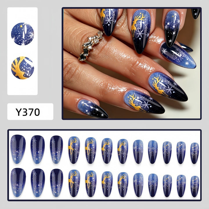 Artificial Nails in Elegant Winter Design with Sparkling Accents Kalsten