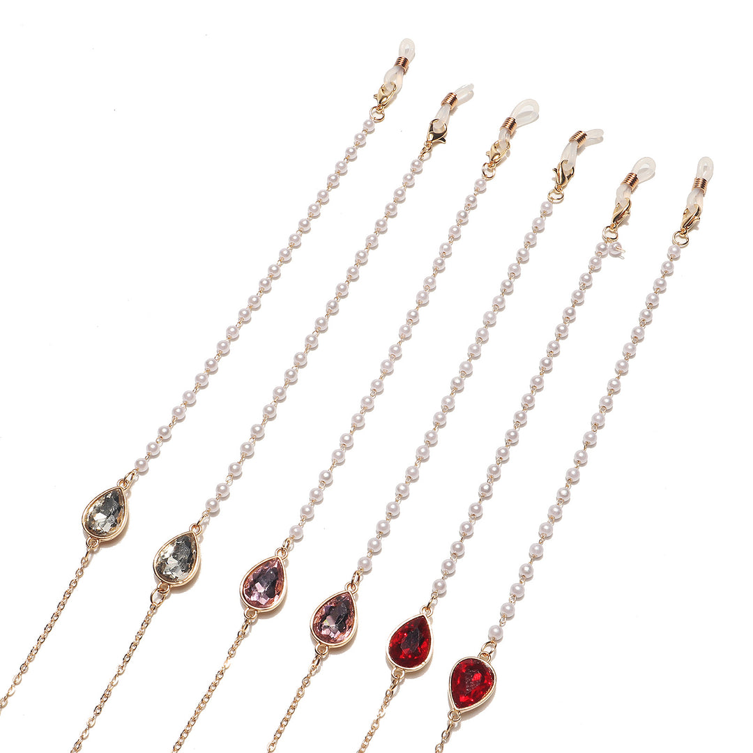Elegant Pearl and Crystal Eyewear Chain Kalsten