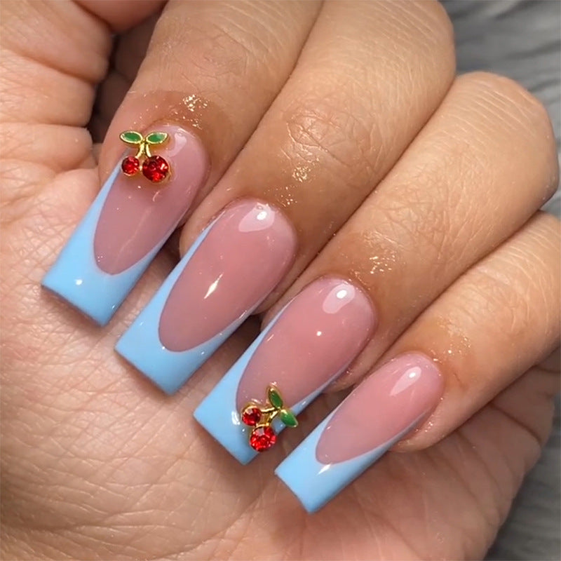 Decorative Press-On Nail Set with Floral Accents kalsten 1788495993