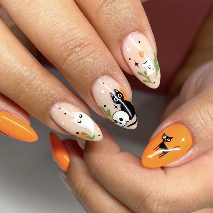 Artistic Press-On Nail Art With Whimsical Animal Designs Kalsten