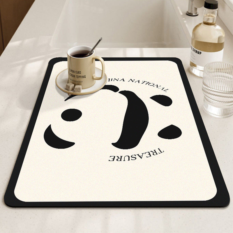 Playful Panda-Themed Decorative Kitchen Mat