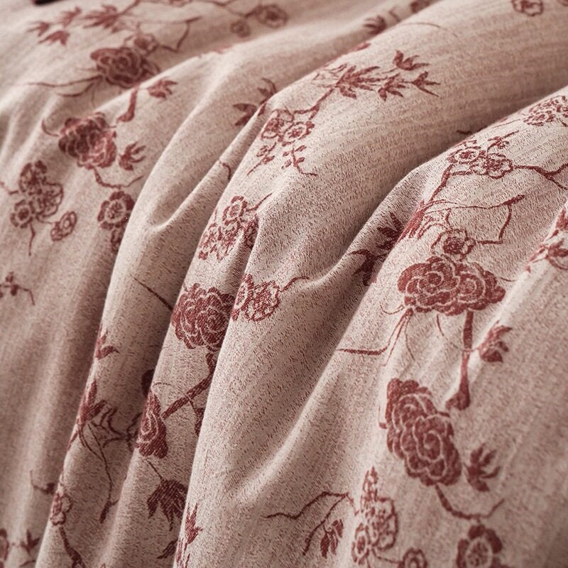 Bedding set made of breathable cotton satin with fine mosaic tile print and reversible function
