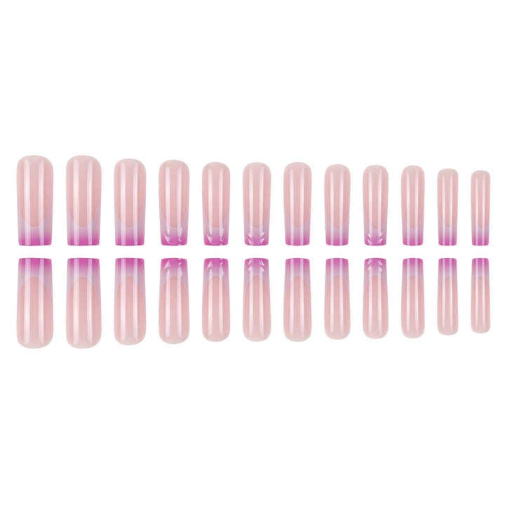 Elegant Long Acrylic Press-On Nail Set with Artistic Ombré Design Kalsten