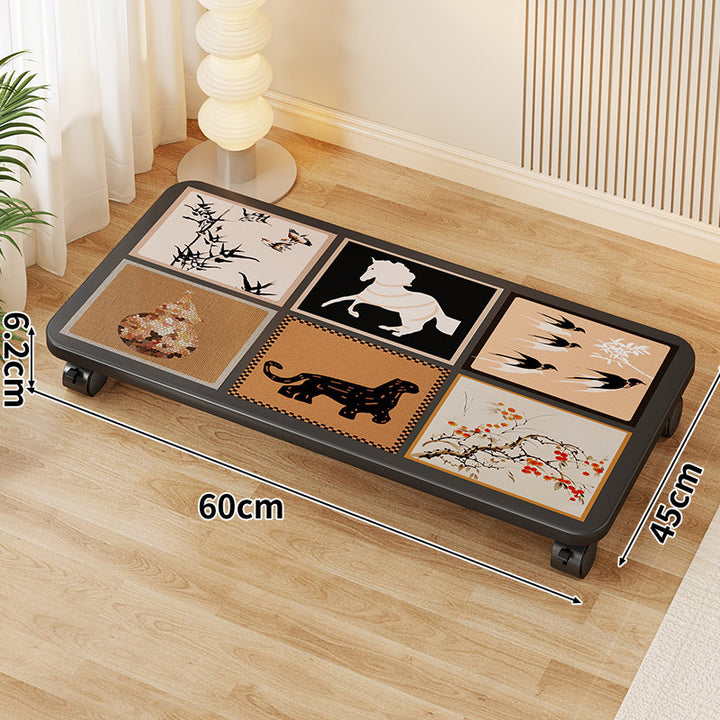 Low-Profile Under-Bed Rolling Storage Platform with Cartoon Top and Locking Casters