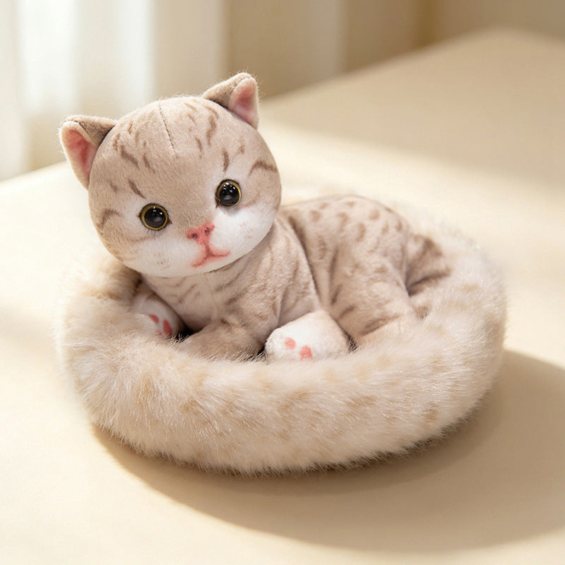 Mini Plush Calico Cat in Plush Cave Nest with Hanging Loop Kalsten
