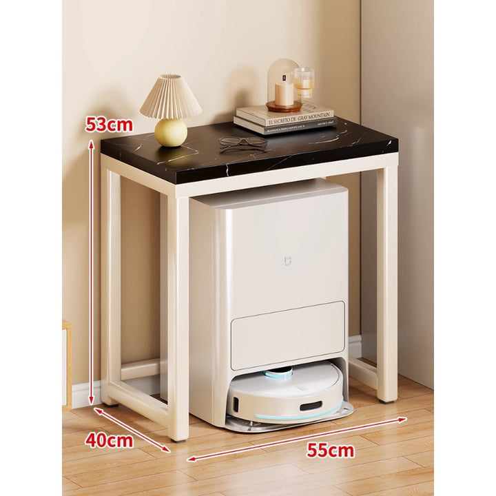 Marble Top Gold Metal Console Stand for Robot Vacuum Dock and Entryway Organizer