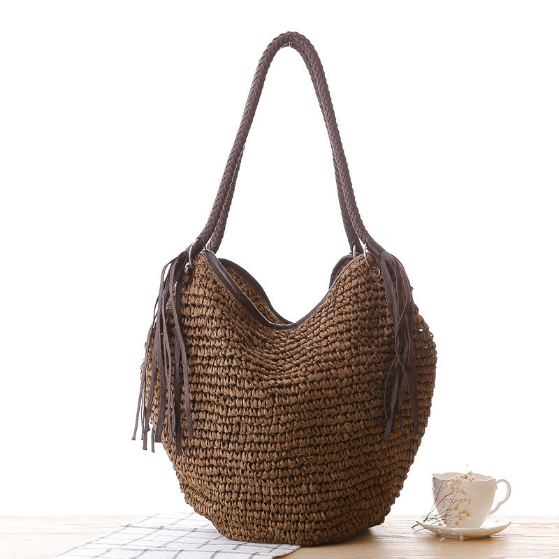 Handmade beach bag with stylish fringes Kalsten