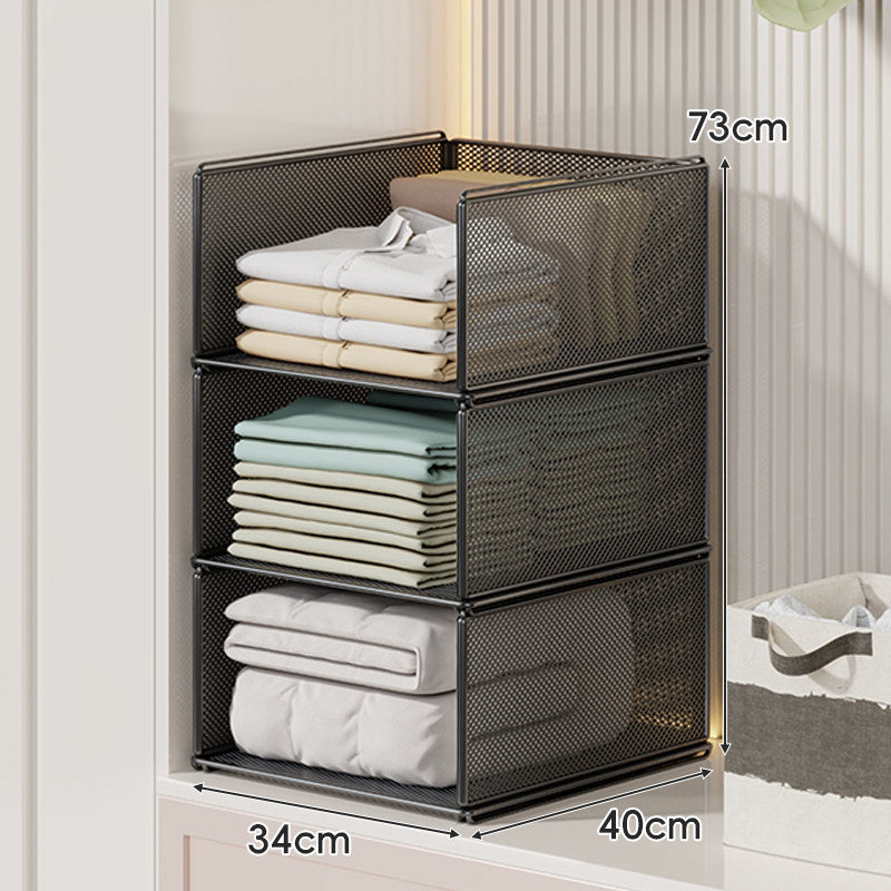 Perforated Steel Fabric Storage Basket with Raised Sliding Base