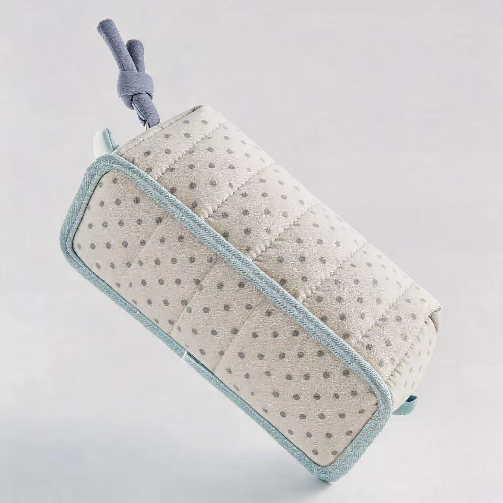Quilted Multi-Compartment Zippered Pencil Case