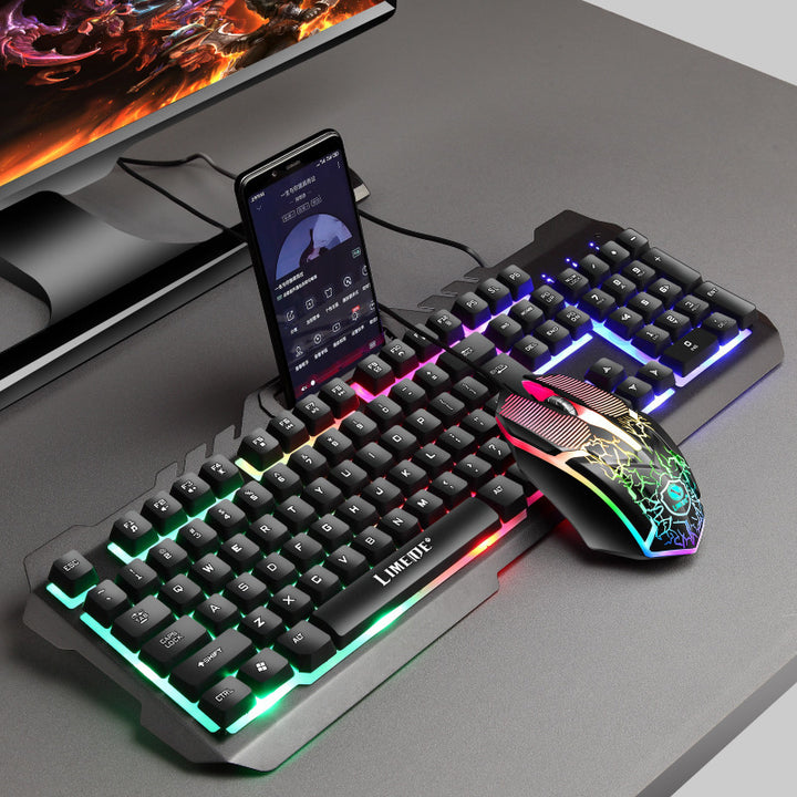 Gaming keyboard with integrated smartphone stand and RGB synchronization Kalsten