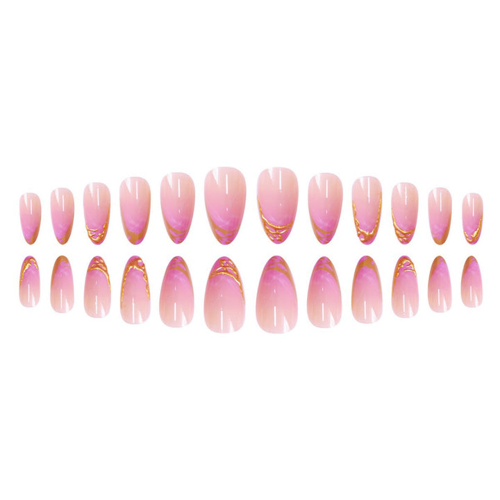 Elegant Stiletto Press-On Nail Extensions with Gold Tip Detail Kalsten