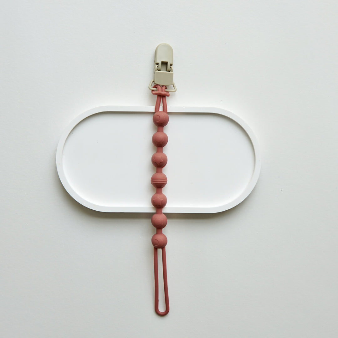 Infant Teething Bead Pacifier Holder Clip with Secure Clamp