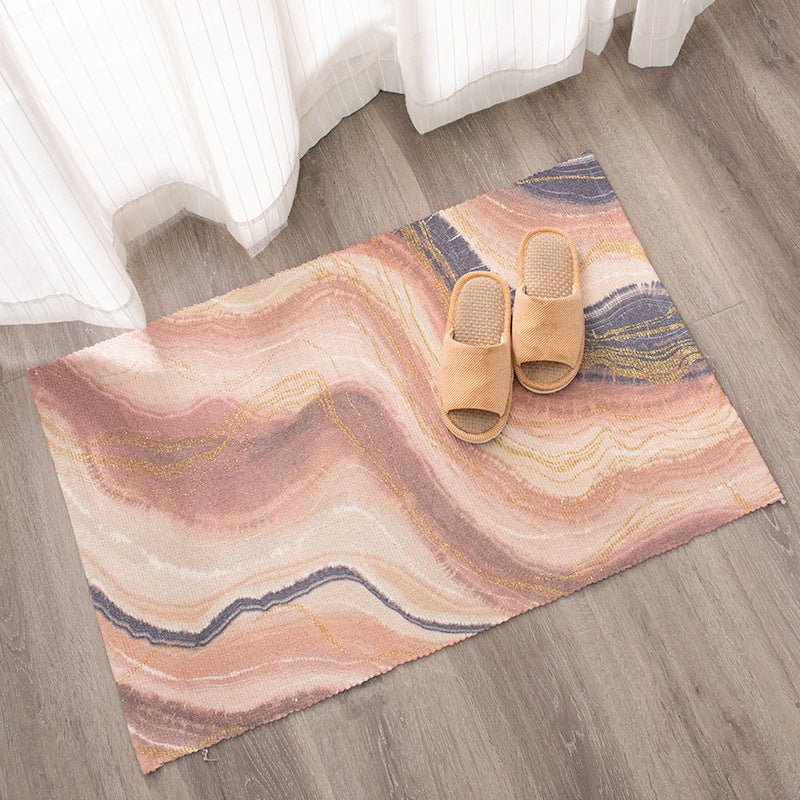 Flat-woven living room rug with marbled pattern and shimmering accent threads Kalsten
