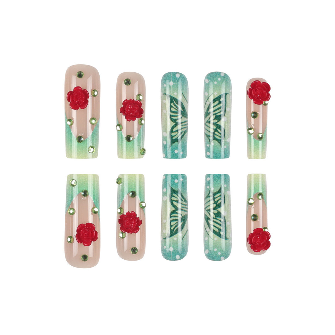 Decorative Floral Butterfly Press-On Nail Set Kalsten