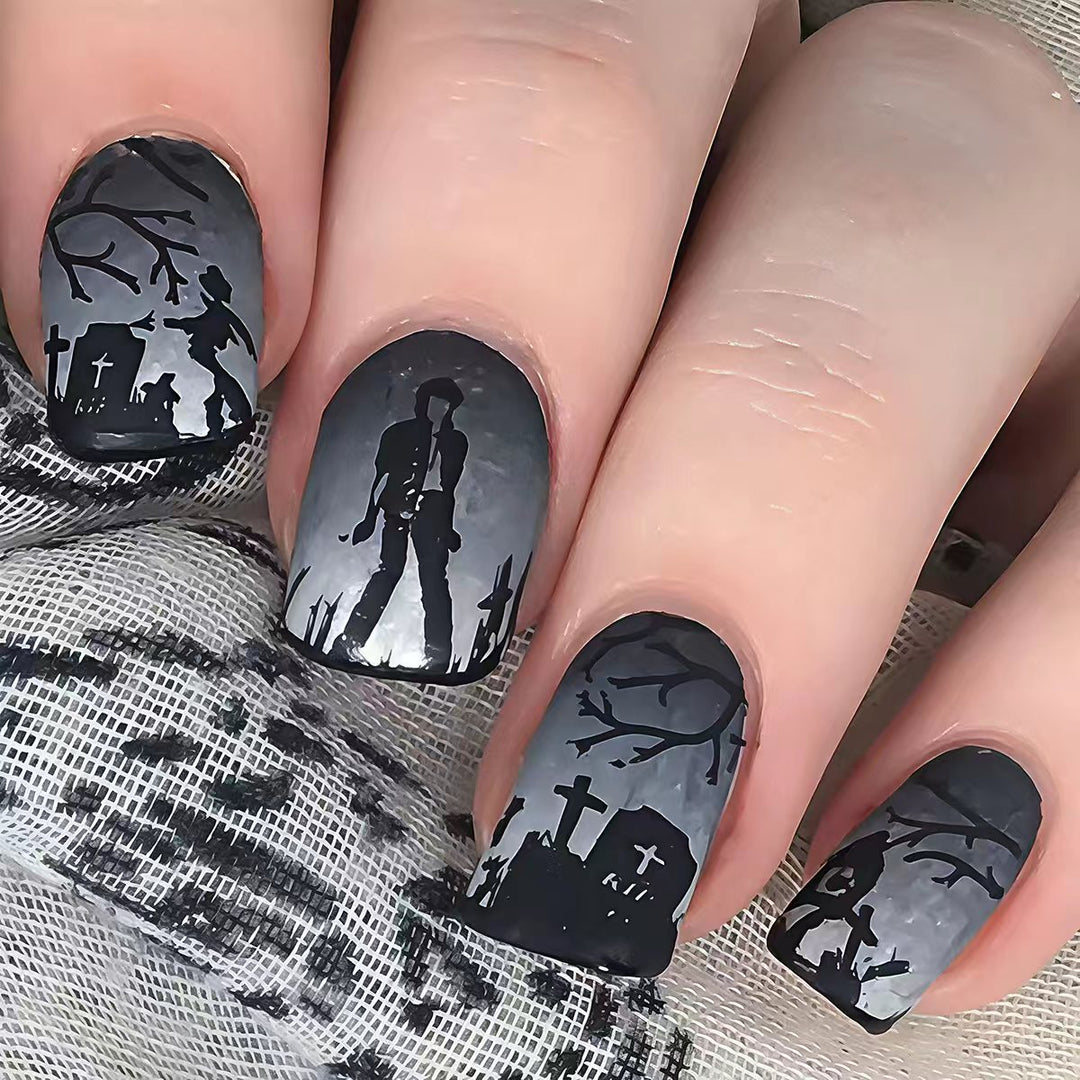 Creative Nail Art in Spooky Gravestone Design Kalsten