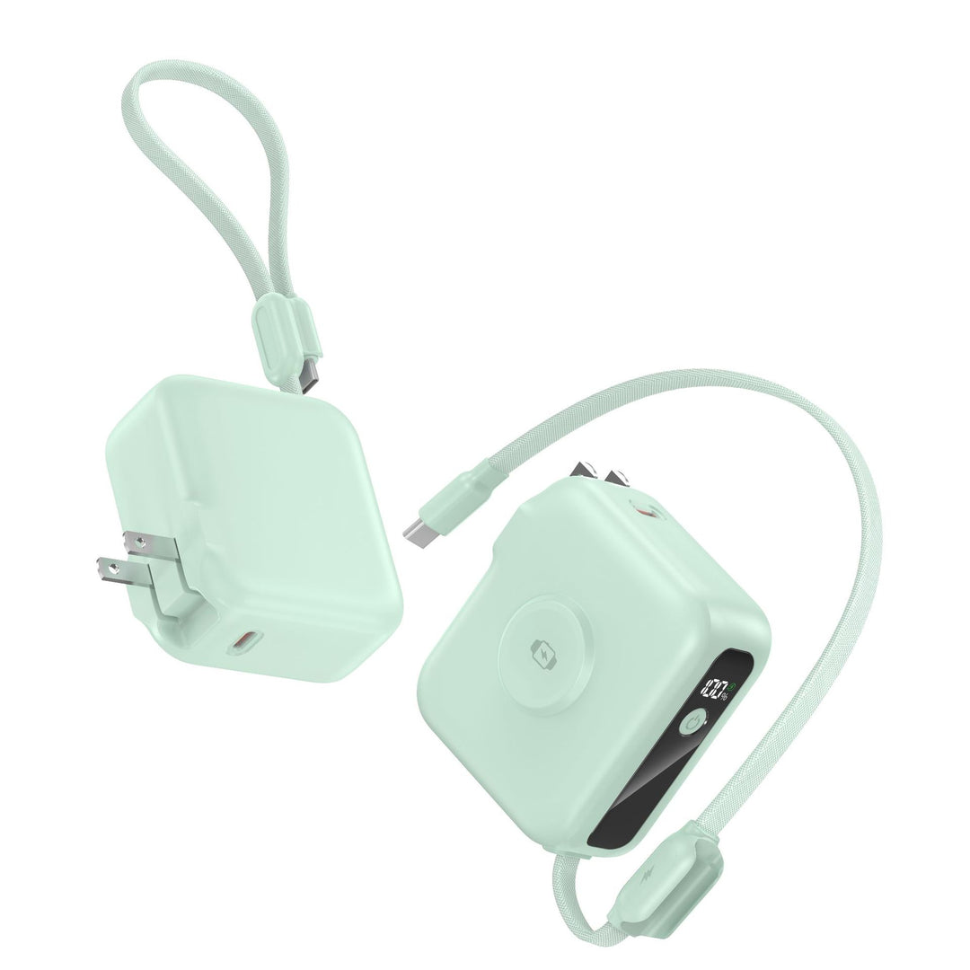 Compact charger with integrated USB-C cable and digital display Kalsten