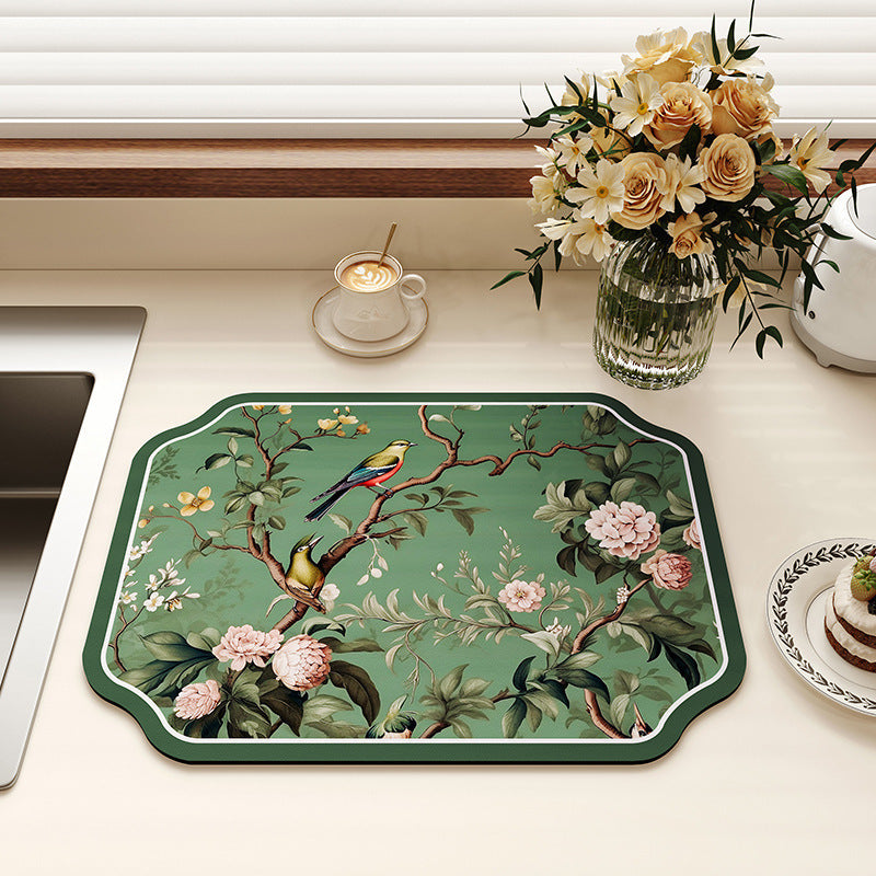 Vintage Floral Design Kitchen Mat