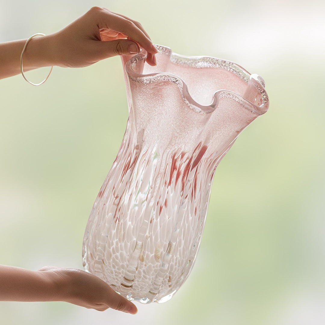 Sculptural Rippled Art Glass Decorative Vase Kalsten