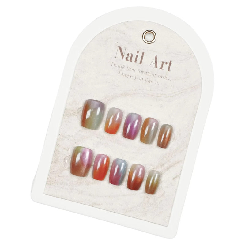 Elegant Rhinestone-Embellished Press-On Nail Art