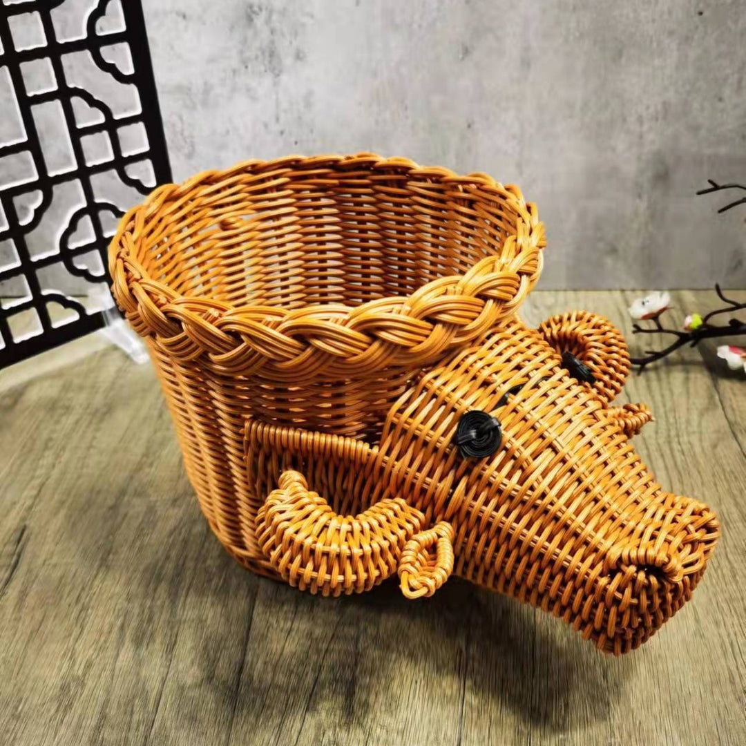 Decorative Woven Dog-Shaped Storage Basket Kalsten