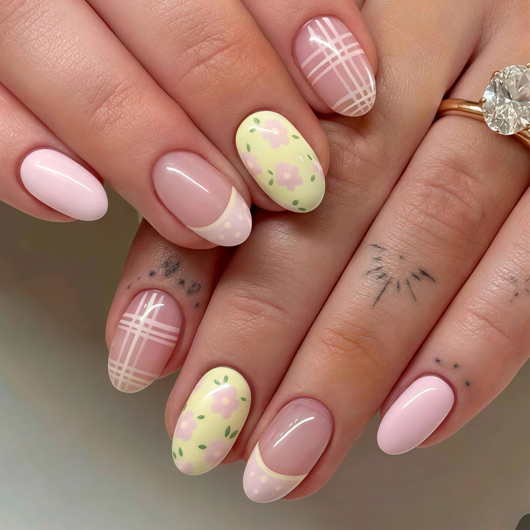 Floral Patterned Press-On Nail Art Tips Kalsten