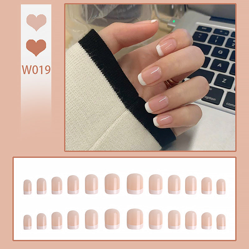 Artificial nail set with elegant French tips and natural shine Kalsten