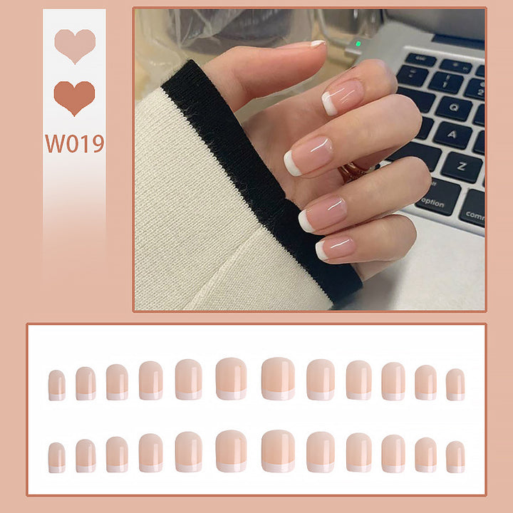 Artificial nail set with elegant French tips and natural shine Kalsten