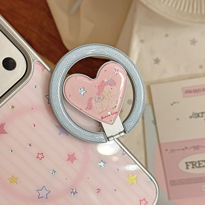 Hand mirror in heart-shaped design with unicorn motif Kalsten