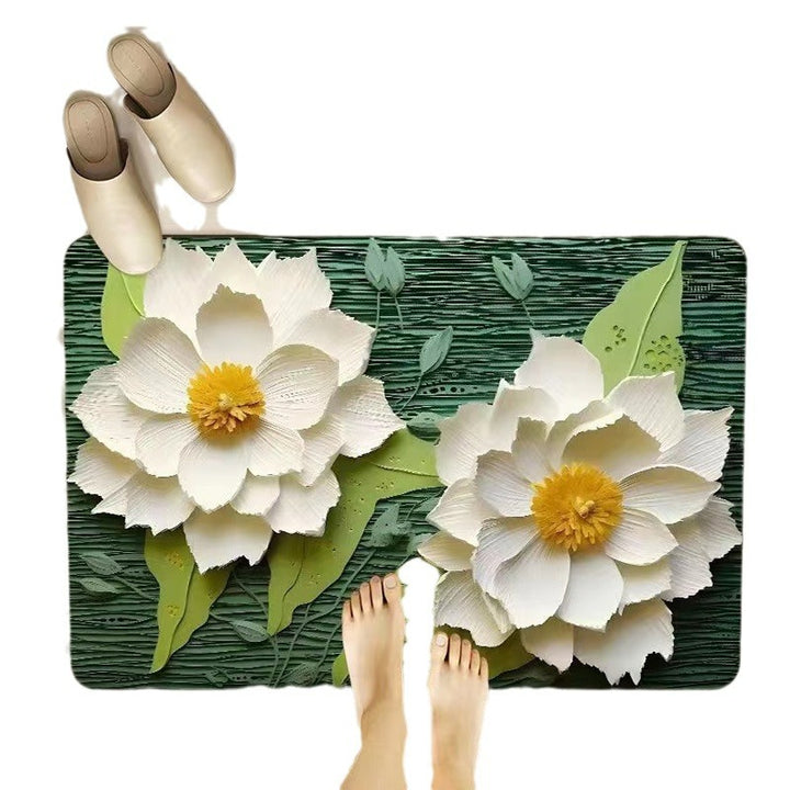 Floral-Themed Memory Foam Bathroom Mat Kalsten