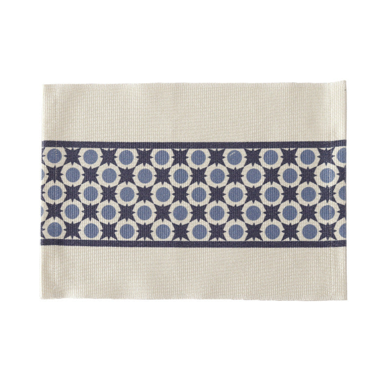 Woven placemat made of cotton blend with geometric diamond trim and fine texture Kalsten