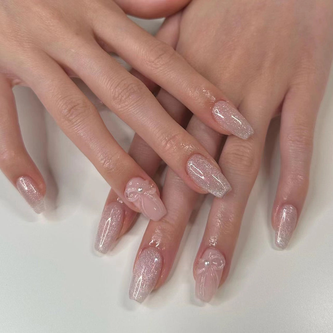 Artistic acrylic nails with glittering ombre design Kalsten
