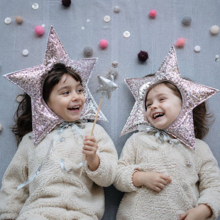 Padded Glitter Starpoint Headband with Adjustable Ribbon Ties