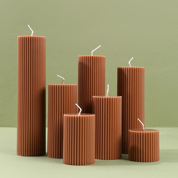 Decorative Tall Ribbed Column Candle for Home Ambience
