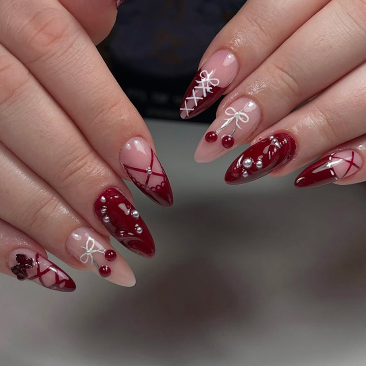 Artful acrylic nails with elegant floral accents Kalsten