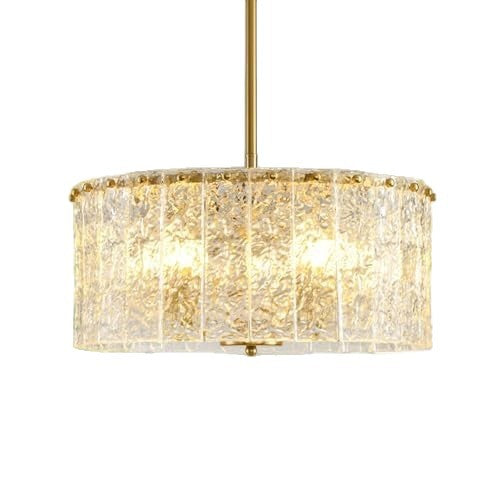 Modern Textured Glass Drum Pendant Light