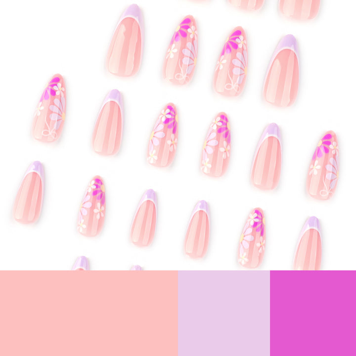 Artful nail extensions with floral accents and shine Kalsten