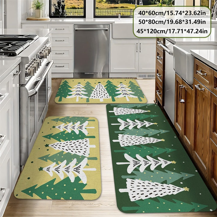 Festive Holiday-Themed Kitchen Mat Set