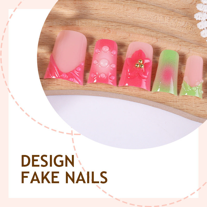 Acrylic nail set with fruity and glittering designs Kalsten
