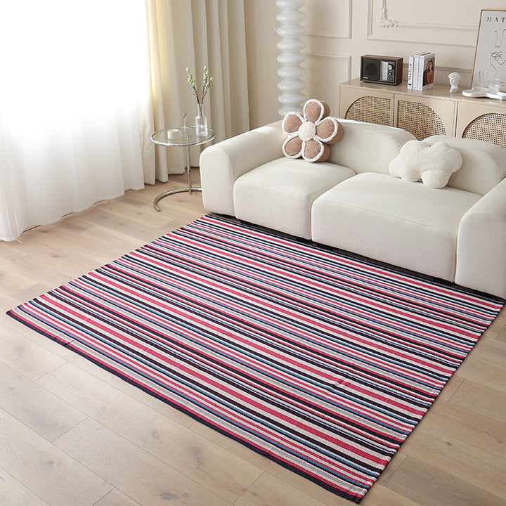 Woven living area rug with large check pattern and flat cotton texture Kalsten