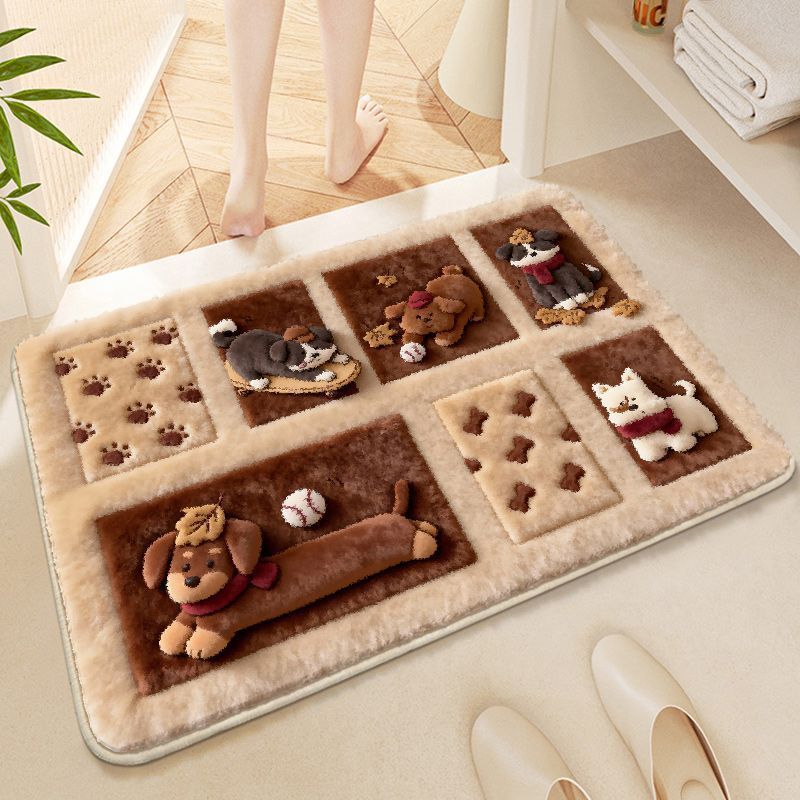 Cute Bear Theme Plush Bath Mat