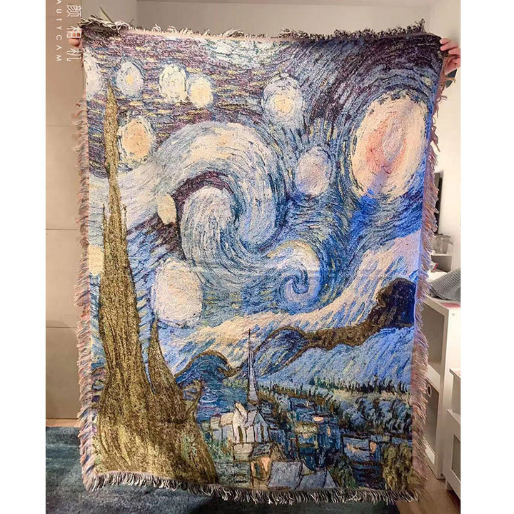 Starry Night Woven Tapestry Throw Blanket